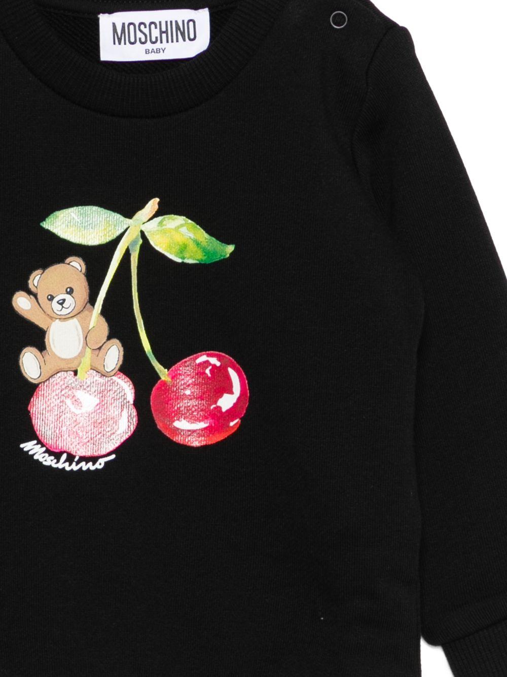 Felpa per neonata Moschino Kids nera con stampa Teddy Bear - Rubino Kids