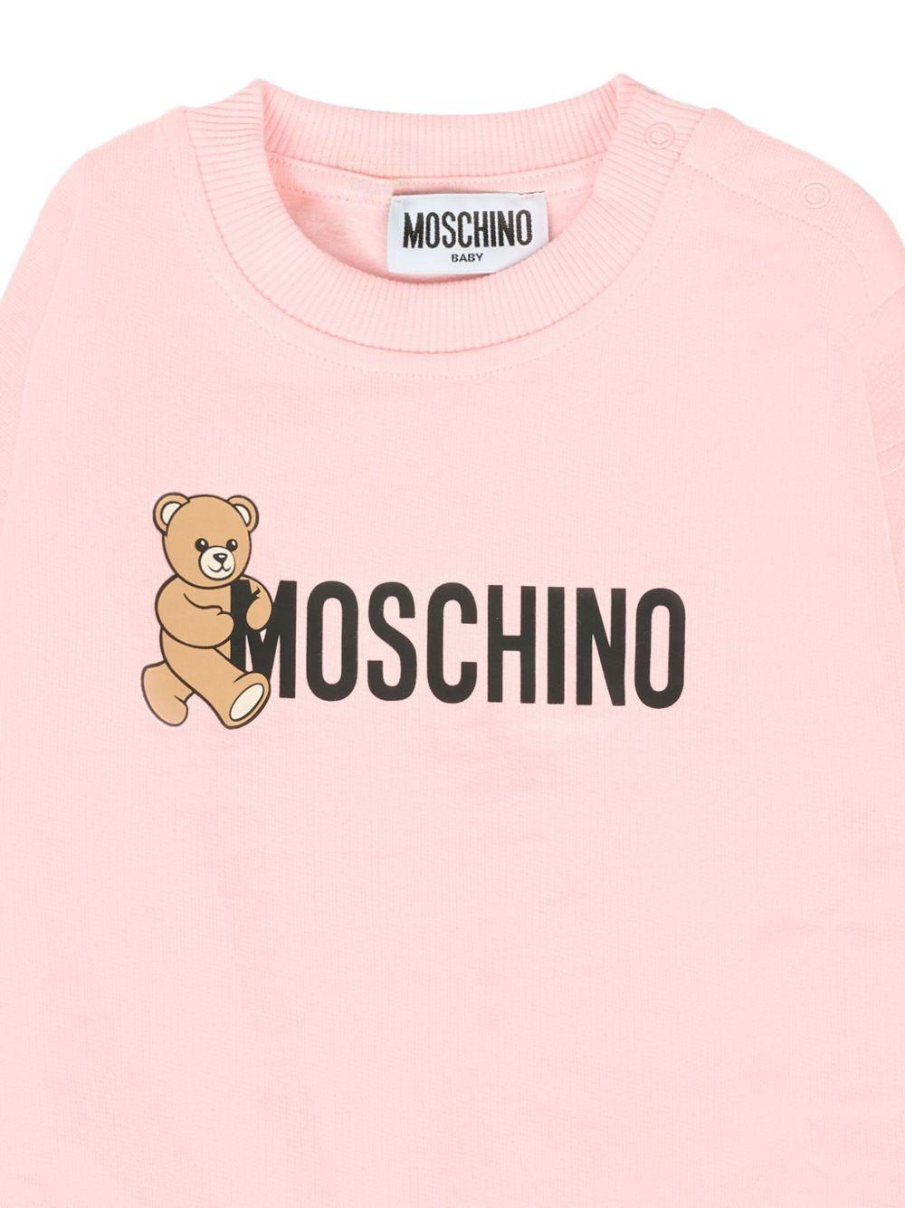 Felpa per neonata Moschino Kids rosa con caratteristico motivo Teddy - Rubino Kids