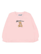 Felpa per neonata Moschino Kids rosa con logo Teddy Bear - Rubino Kids