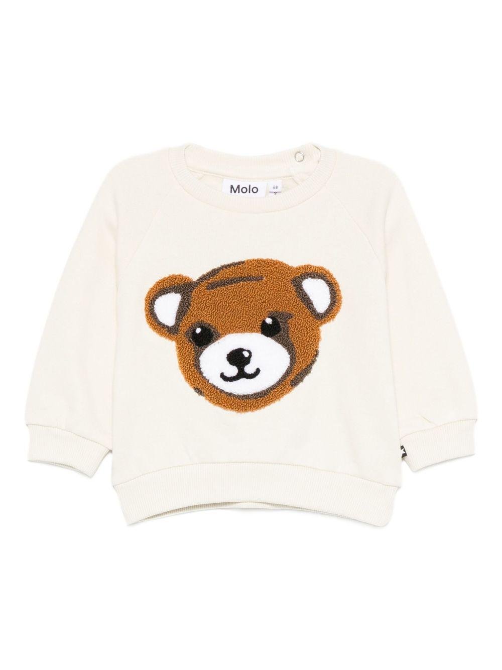 Felpa per neonati Molo bianca con ricamo a forma di orsacchiotto - Rubino Kids