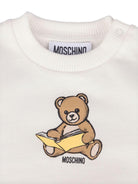 Felpa per neonati Moschino Kids bianca con stampa Teddy Bear - Rubino Kids