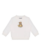 Felpa per neonati Moschino Kids bianca con stampa Teddy Bear - Rubino Kids