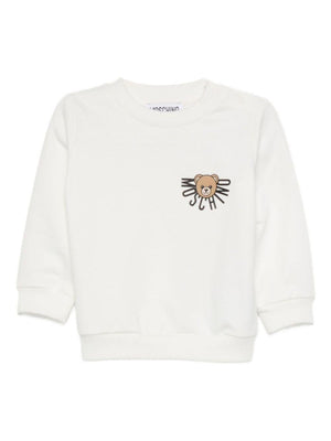 Felpa per neonati Moschino Kids bianco con logo Teddy Bear