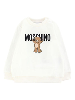 Felpa per neonati Moschino Kids bianco con logo Teddy Bear
