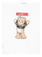 Felpa per neonati Moschino Kids bianco con stampa Teddy natalizio - Rubino Kids