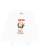 Felpa per neonati Moschino Kids bianco con stampa Teddy natalizio - Rubino Kids