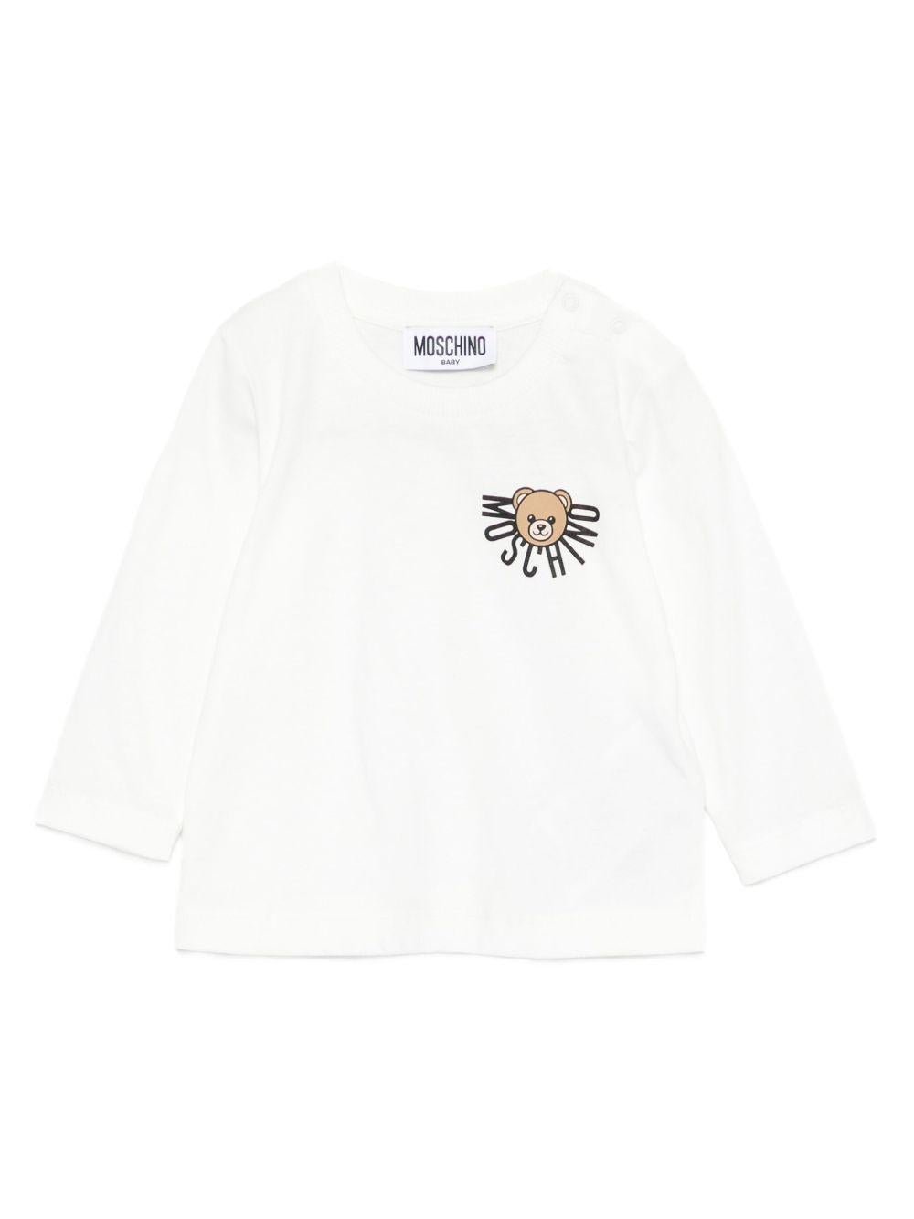 Felpa per neonati Moschino Kids bianco con stampa Teddy - Rubino Kids