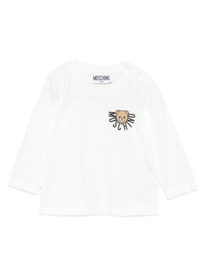 Moschino Kids white baby sweatshirt with teddy print