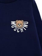 Felpa per neonati Moschino Kids blu con logo Teddy Bear - Rubino Kids