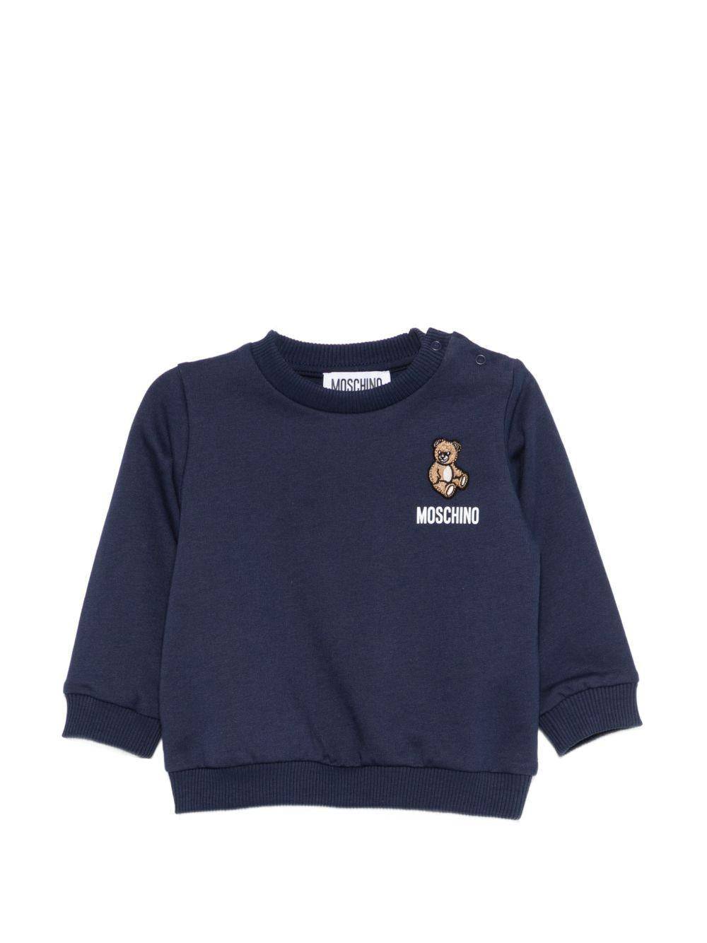 Felpa per neonati Moschino Kids blu con ricamo Teddy Bear - Rubino Kids