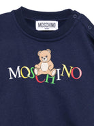 Felpa per neonati Moschino Kids blu con stampa logo - Rubino Kids