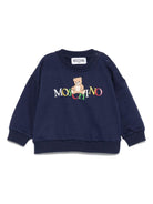 Felpa per neonati Moschino Kids blu con stampa logo - Rubino Kids