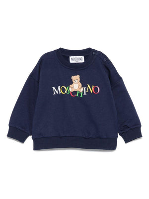 Moschino Kids blue baby sweatshirt with logo print