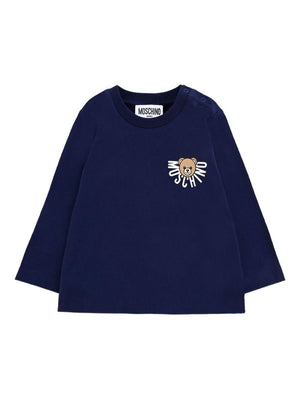 Moschino Kids blue baby sweatshirt with teddy print