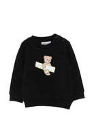 Felpa per neonati Moschino Kids nera con stampa Teddy Bear e logo sul davanti - Rubino Kids