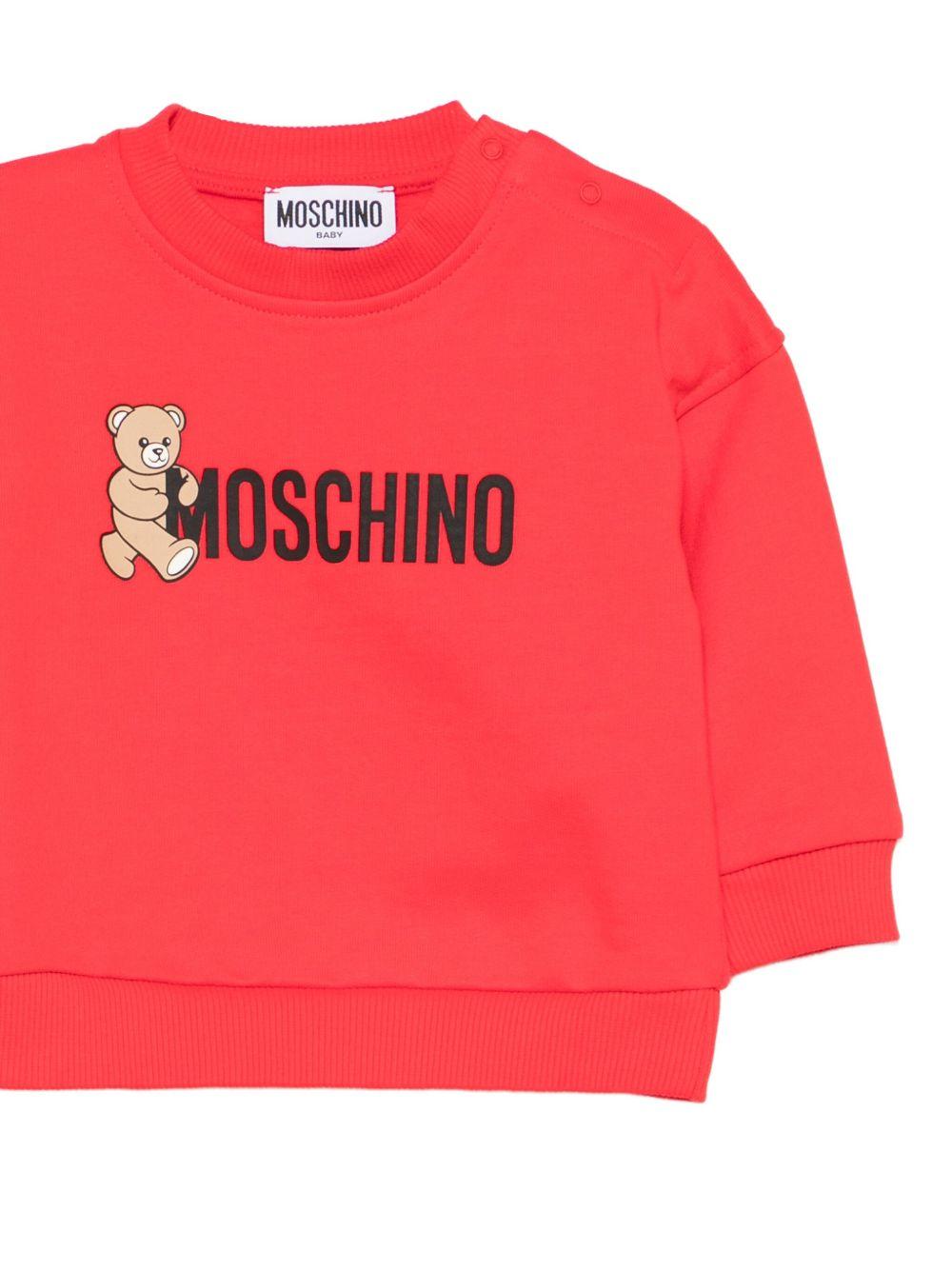 Felpa per neonati Moschino Kids rossa con logo Teddy - Rubino Kids