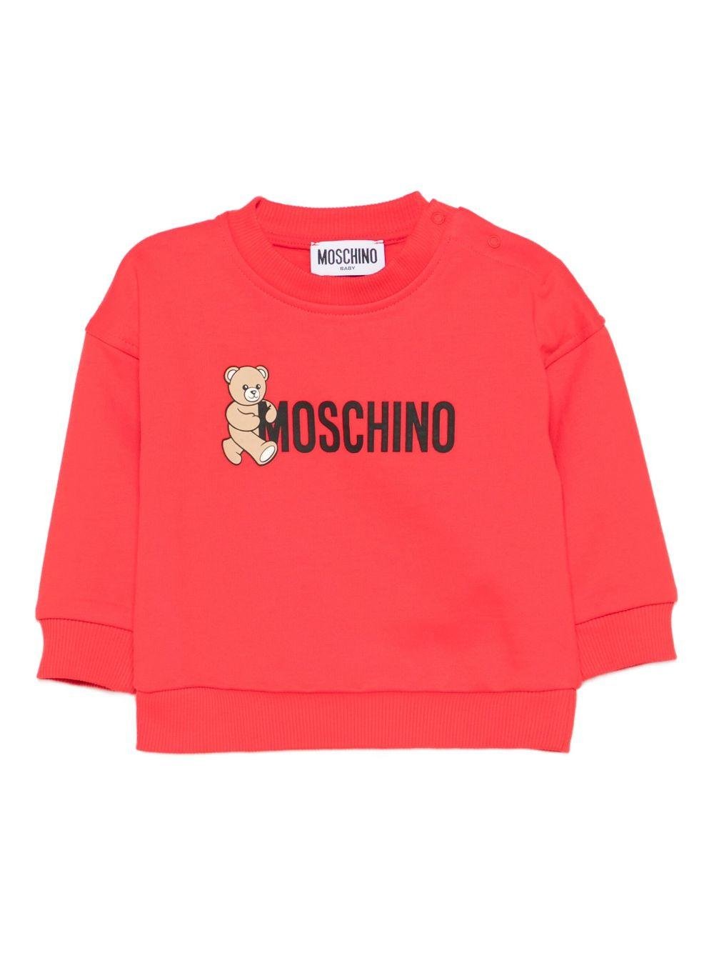 Felpa per neonati Moschino Kids rossa con logo Teddy - Rubino Kids