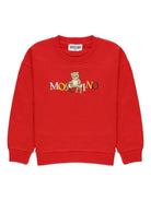 Felpa per neonati Moschino Kids rossa con motivo Teddy - Rubino Kids