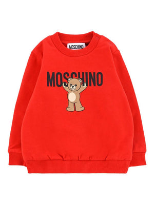 Felpa per neonati Moschino Kids rosso con logo Teddy Bear