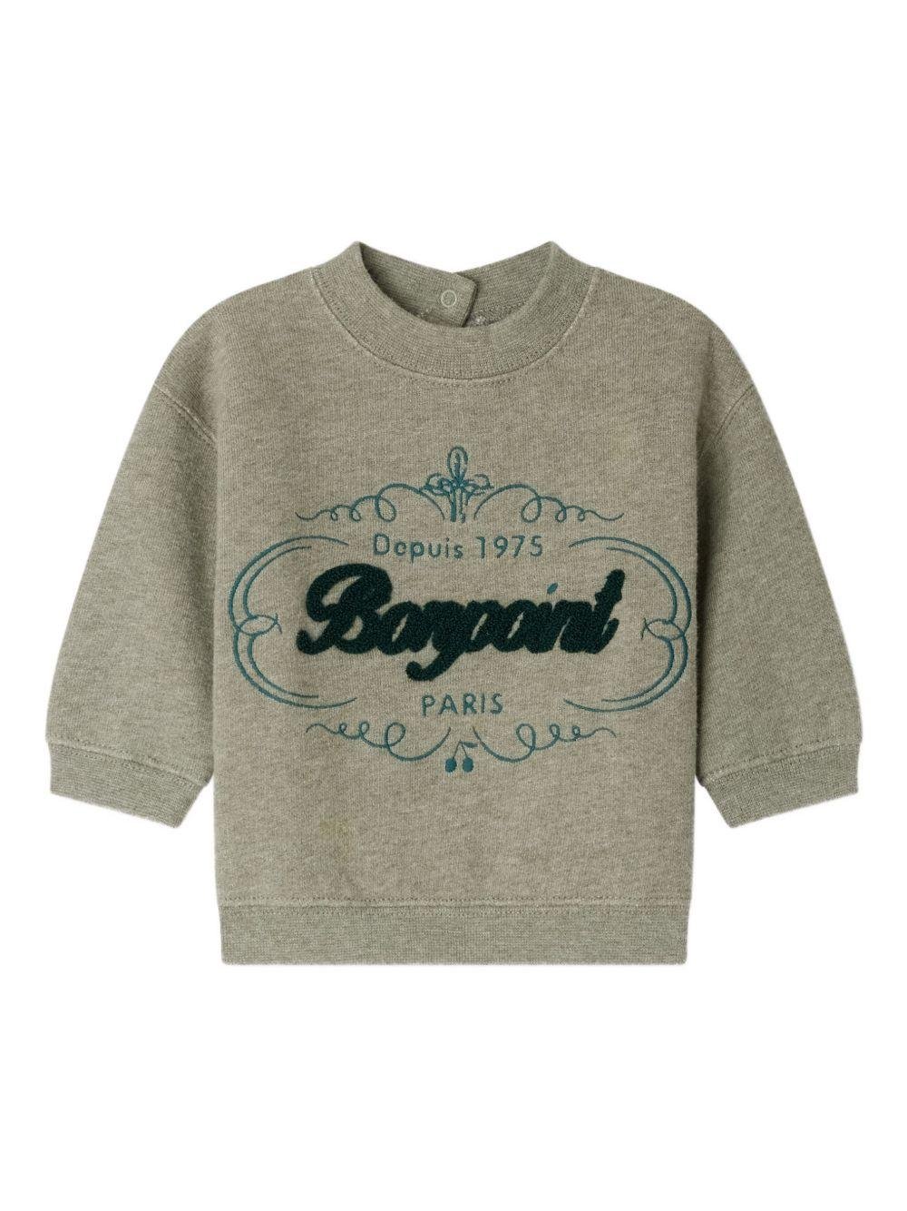 Felpa per neonato Bonpoint verde con logo ricamato - Rubino Kids