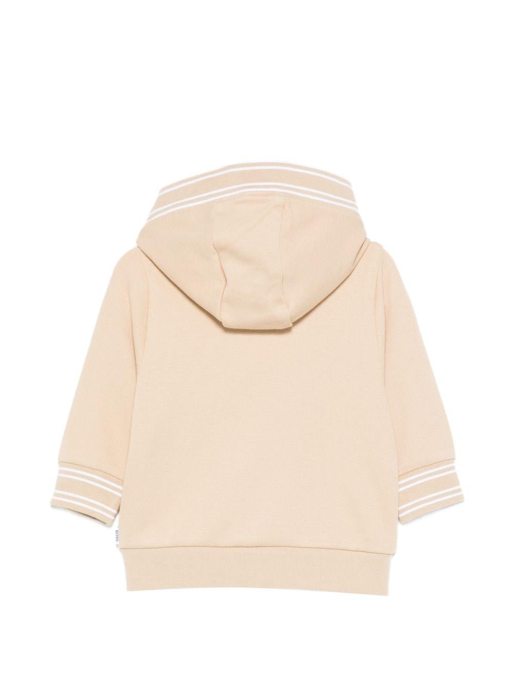 Felpa per neonato Boss Kids beige con cappuccio e tasca - Rubino Kids