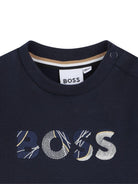 Felpa per neonato Boss Kidswear blu con applicazione logo - Rubino Kids