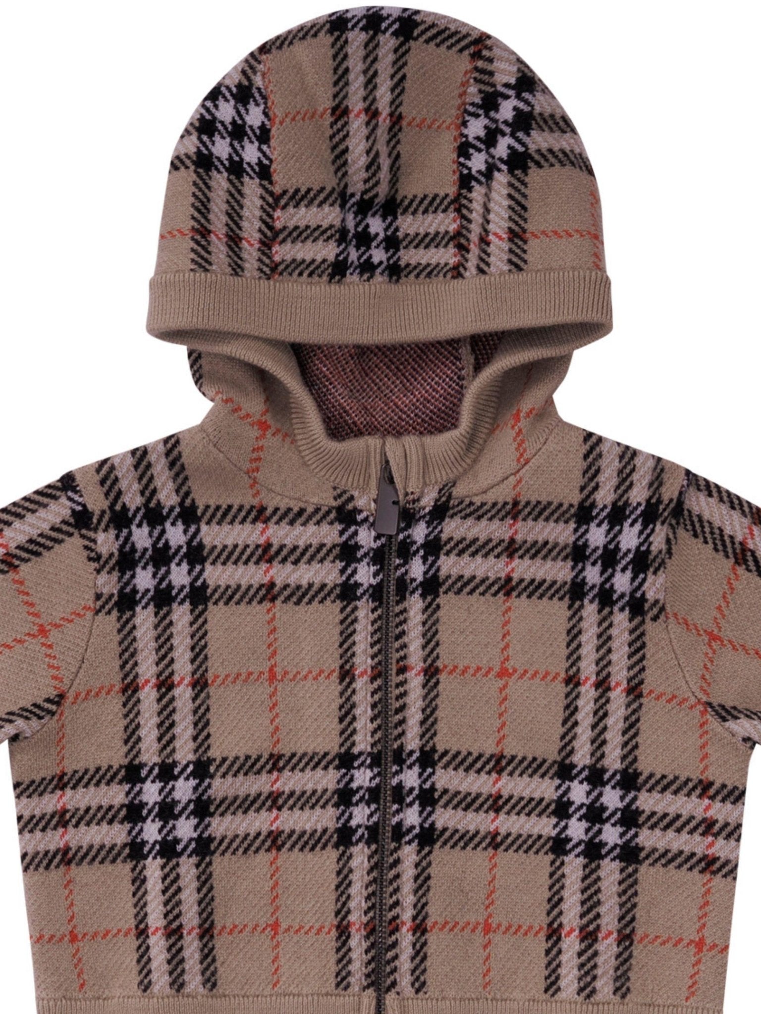 Felpa per neonato Burberry Kids beige con caratteristico motivo Vintage Check - Rubino Kids