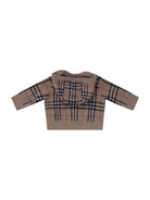 Felpa per neonato Burberry Kids beige con caratteristico motivo Vintage Check - Rubino Kids