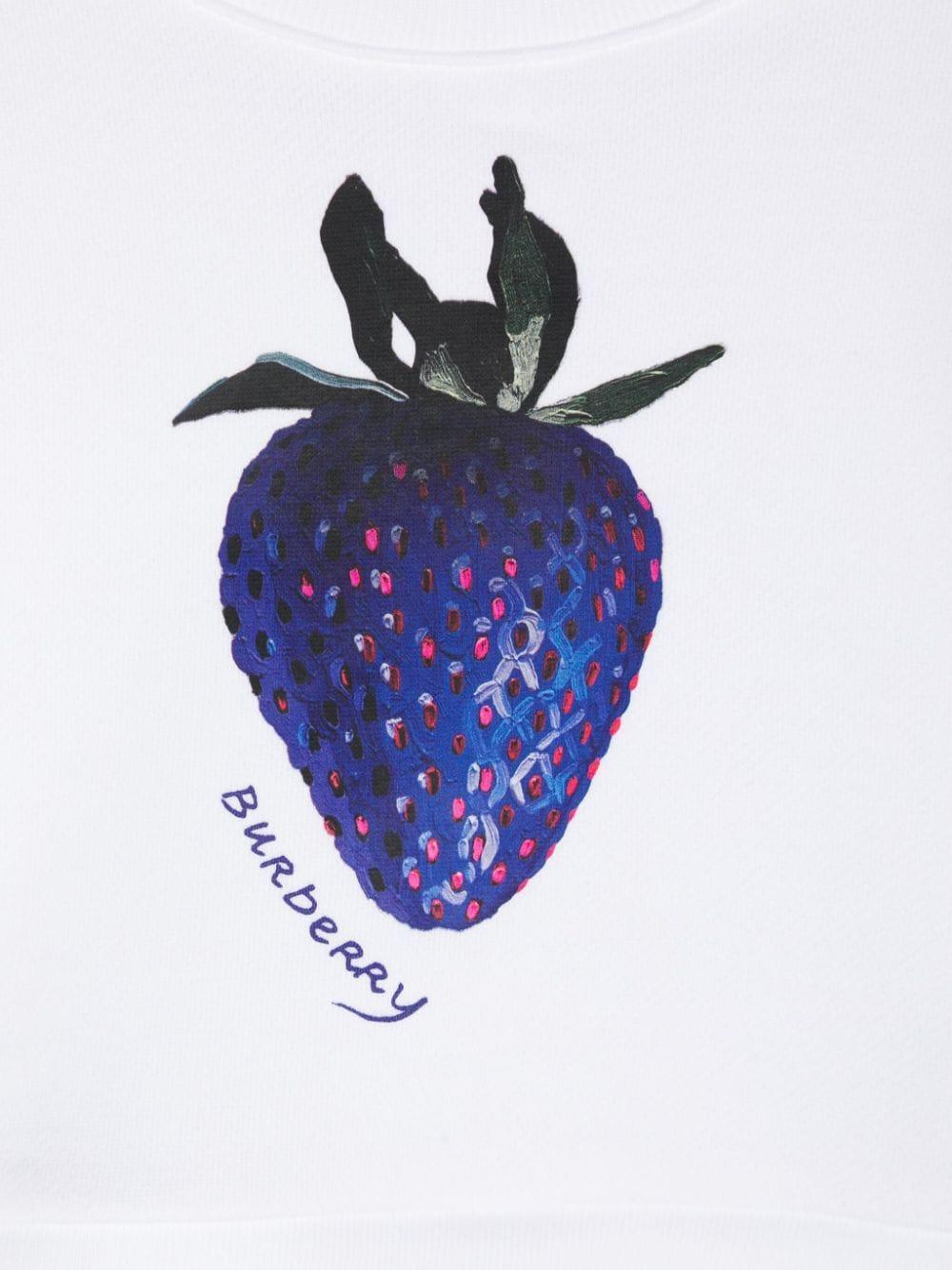 Felpa per neonato Burberry Kids bianco con stampa fragola - Rubino Kids