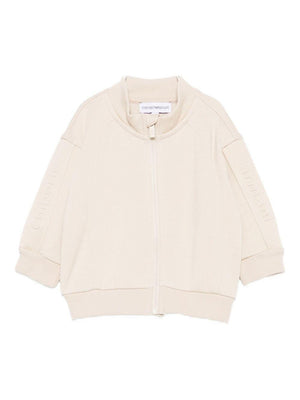 Emporio Armani Kids beige baby sweatshirt with ribbed hem