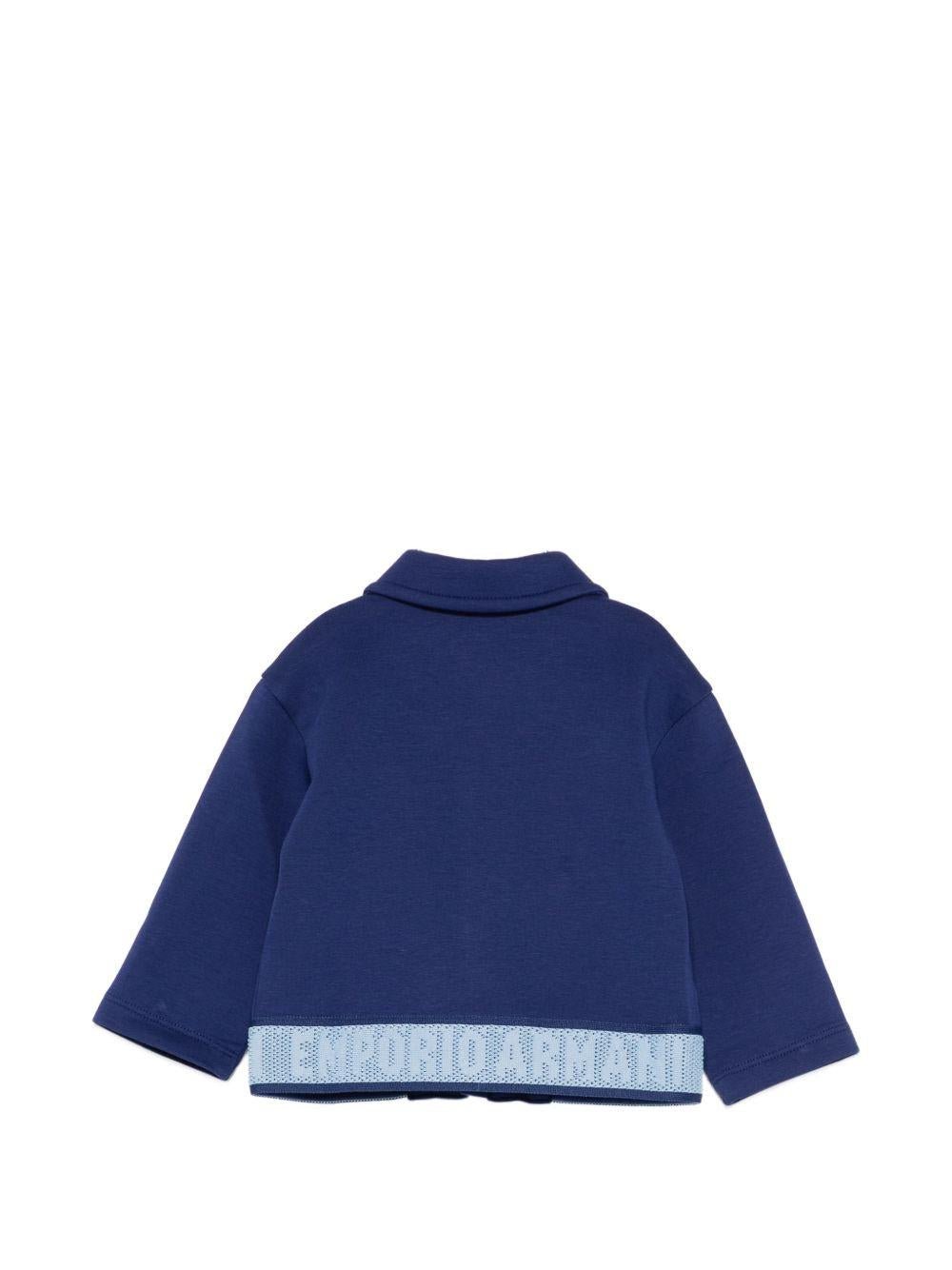 Felpa per neonato Emporio Armani Kids blu con colletto - Rubino Kids