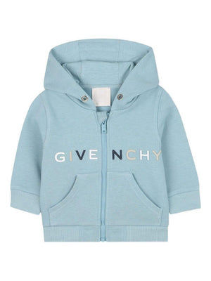 Felpa per neonato Givenchy Kids azzurra con tasche frontali