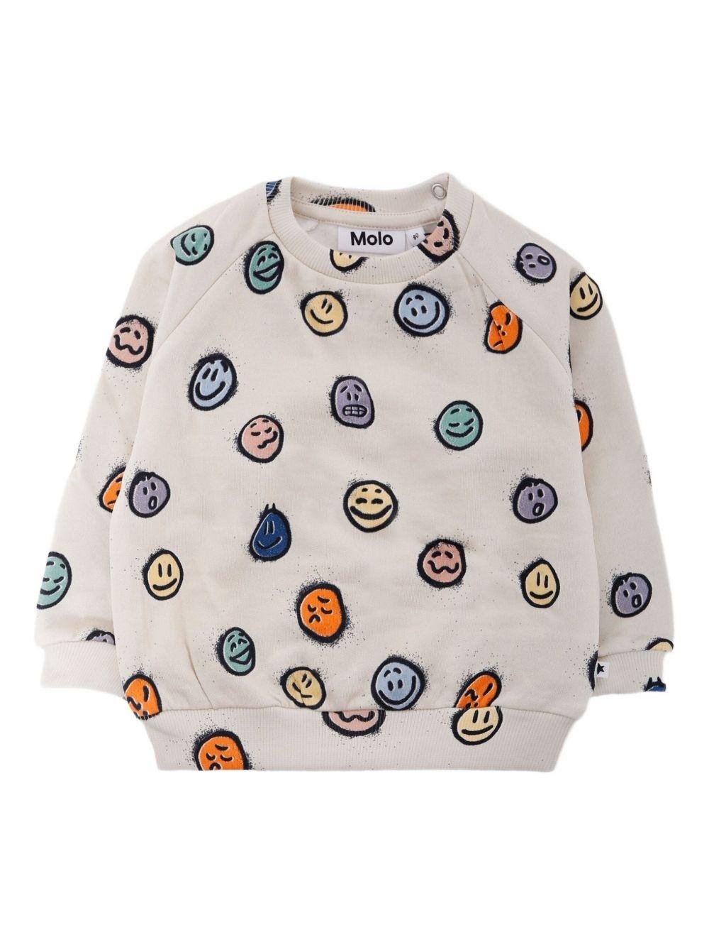 Felpa per neonato Molo grigia con stampa smiley all - over - Rubino Kids