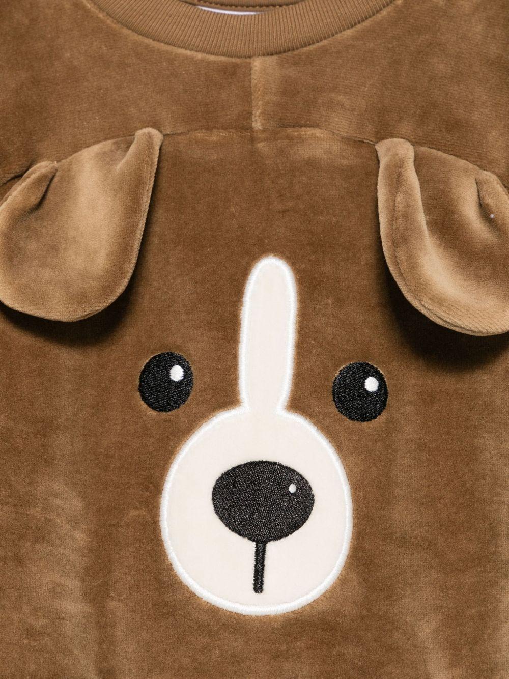 Felpa per neonato Molo marrone con applicazione di muso di cane - Rubino Kids