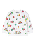 Felpa per neonato Moschino Kids bianco con stampa Teddy Bear - Rubino Kids
