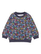 Felpa per neonato Moschino Kids blu con stampa logo all - over - Rubino Kids