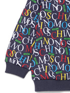 Felpa per neonato Moschino Kids blu con stampa logo all - over - Rubino Kids