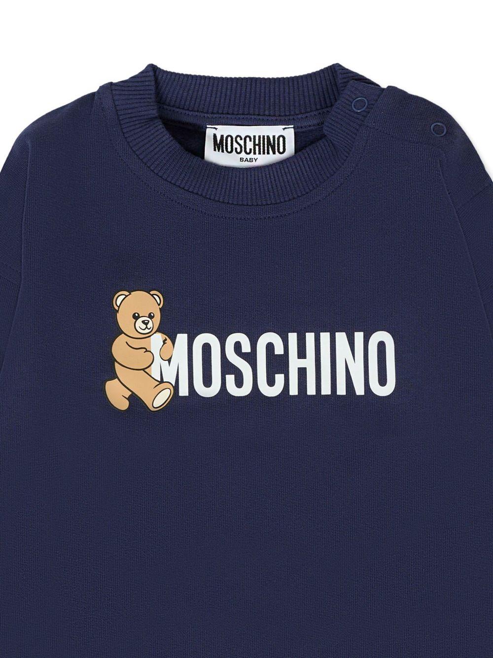 Felpa per neonato Moschino Kids blu con stampa logo - Rubino Kids