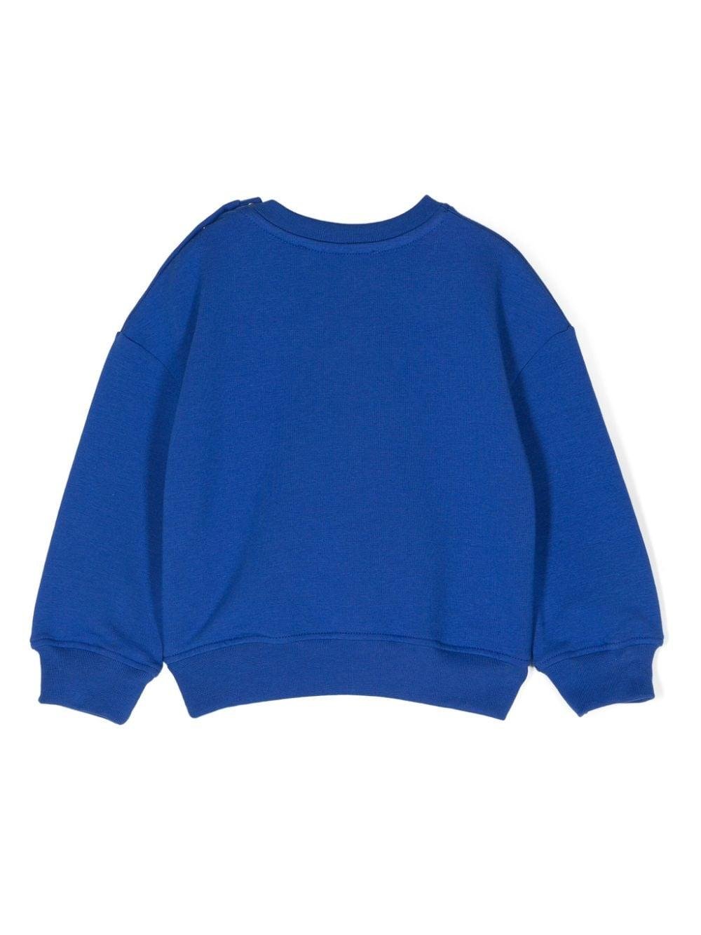 Felpa per neonato MSGM Kids blu con bottoni sulle spalle e stampa del logo - Rubino Kids