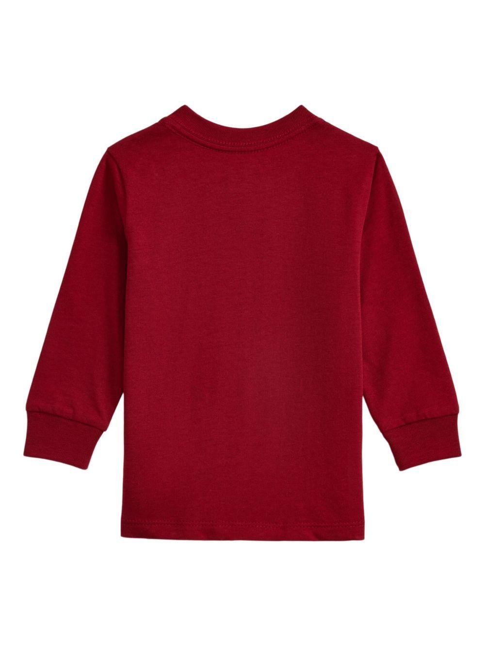 Felpa per neonato Polo Ralph Lauren Kids rossa con stampa Polo Bear - Rubino Kids