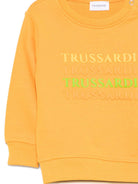 Felpa per neonato TRUSSARDI JUNIOR arancione con stampa logo - Rubino Kids