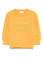 Felpa per neonato TRUSSARDI JUNIOR arancione con stampa logo - Rubino Kids