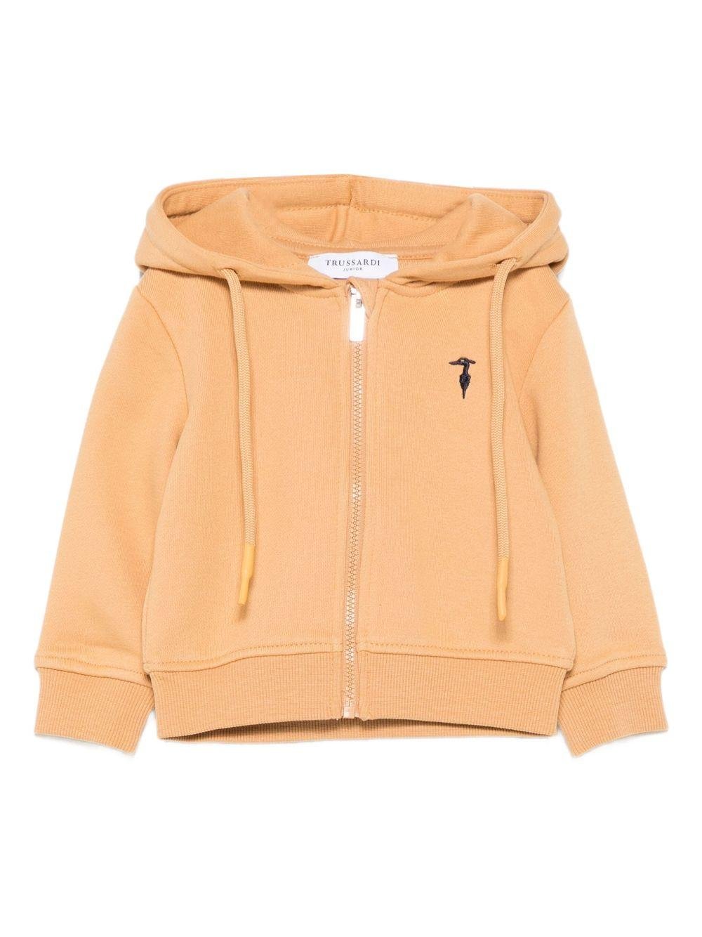 Felpa per neonato TRUSSARDI JUNIOR marrone con cappuccio e zip - Rubino Kids