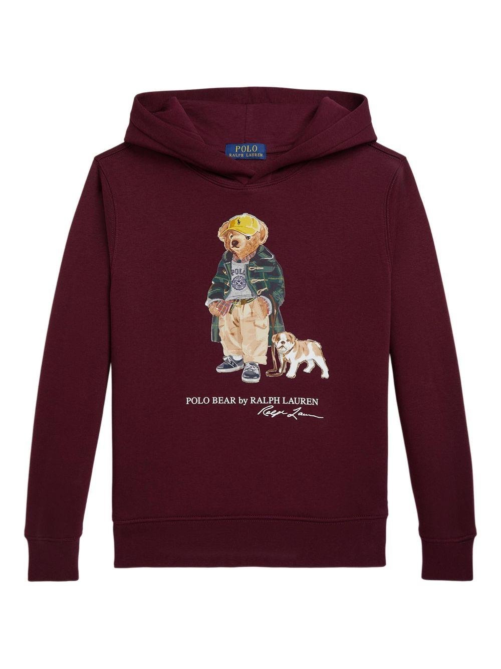 Felpa Polo Bear per bambino Polo Ralph Lauren Kids rossa con stampa orsetto - Rubino Kids