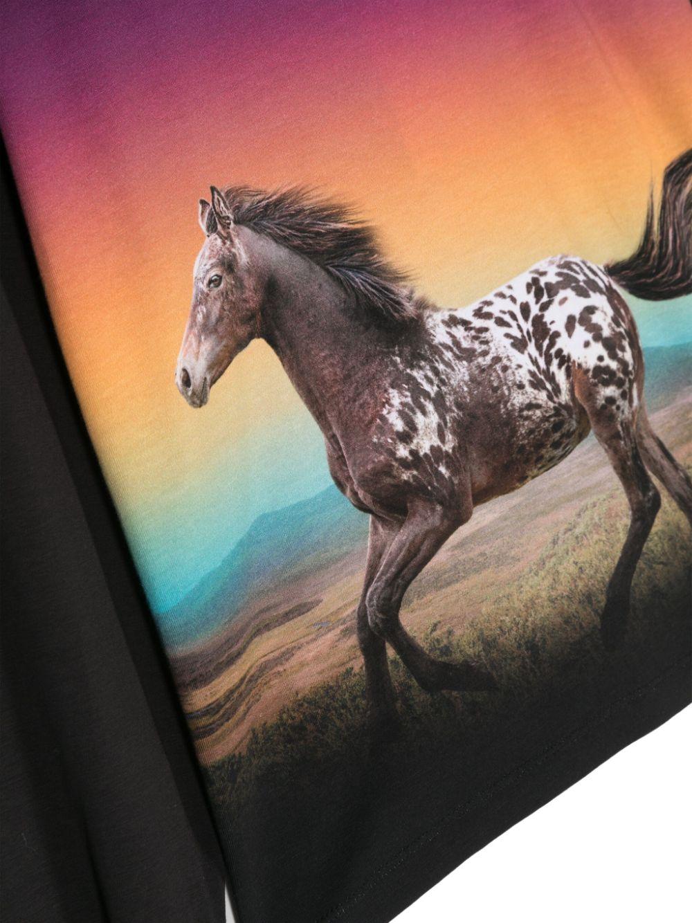 Felpa Reniza con stampa per bambina Molo nero con stampa con cavallo - Rubino Kids