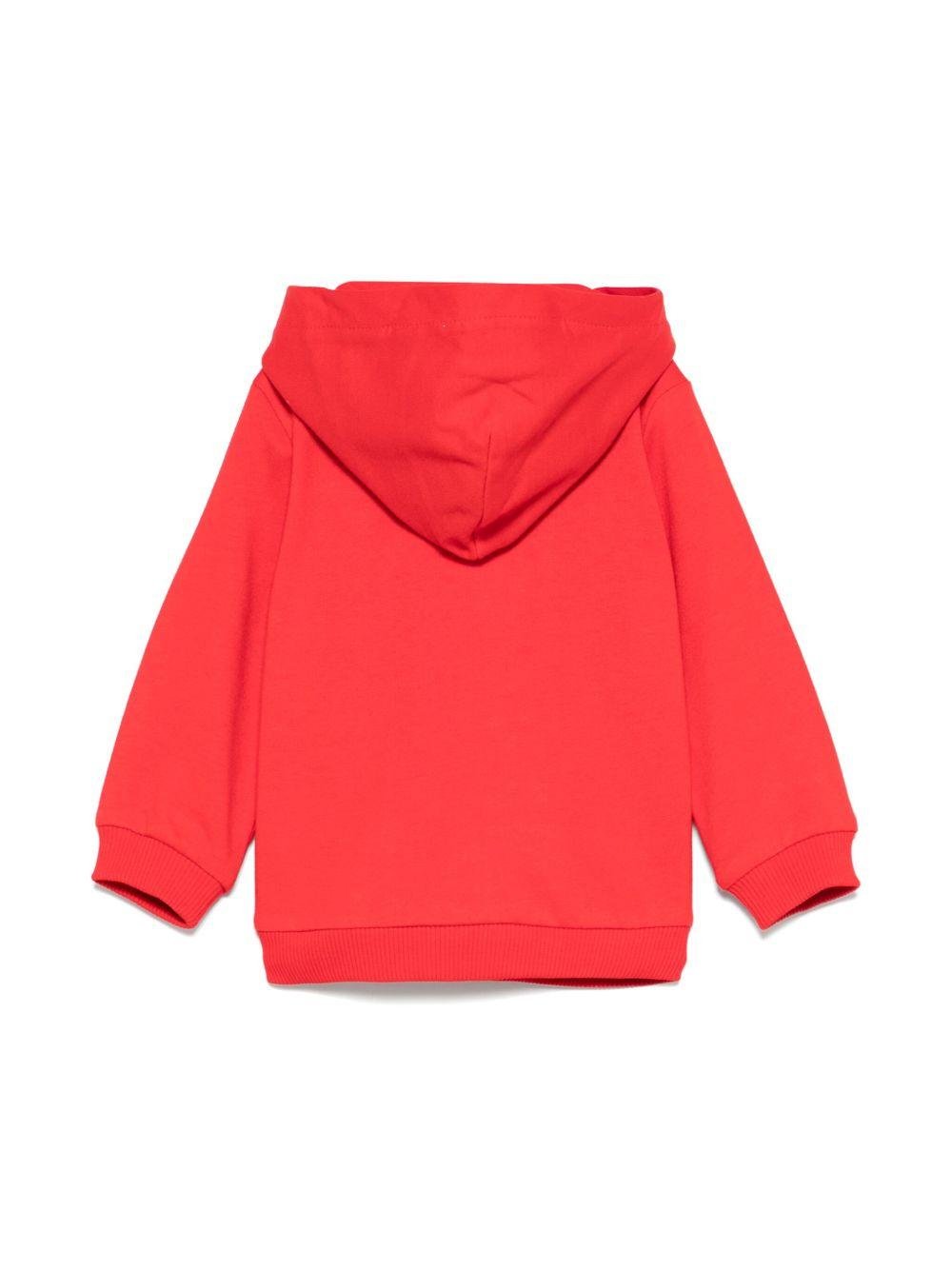 Felpa Teddy Bear con cappuccio per neonato Moschino Kids rosso con due tasche laterali - Rubino Kids