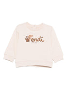Felpe per neonati Fendi Kids beige con stampa grafica scoiattolo - Rubino Kids