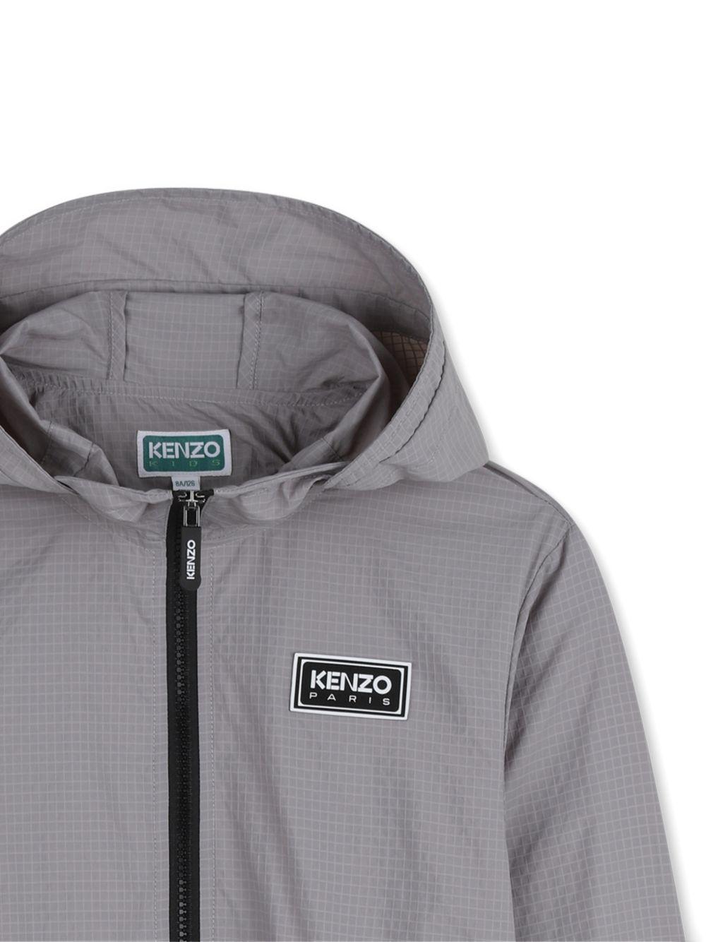 Giacca a vento per bambino Kenzo Kids grigia con logo sul davanti - Rubino Kids