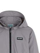 Giacca a vento per bambino Kenzo Kids grigia con logo sul davanti - Rubino Kids