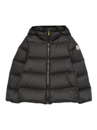 Giacca Beulah per bambina Moncler Enfant nera con cappuccio - Rubino Kids